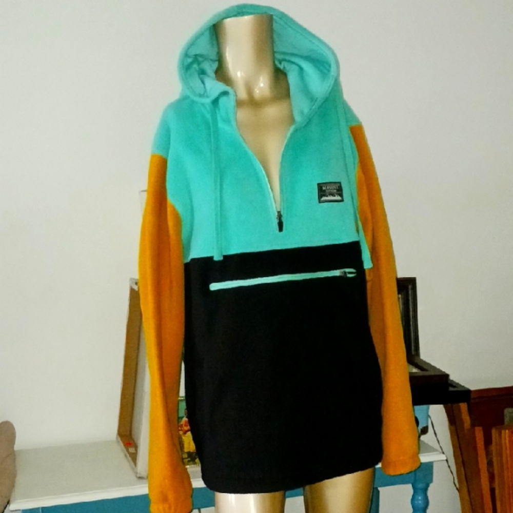 MASSIVE OUTDOOR Small Mens Colorblock Hoodie with Zipper and Kangaroo Pouch
